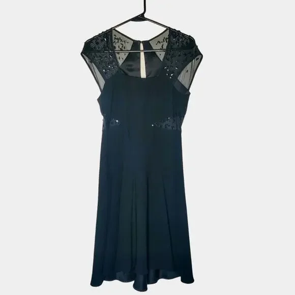 Vtg Jackie Rogers Silk Beaded Whimsigoth Black Sequin Fairy Grunge Prom Dress 6 - Picture 1 of 13